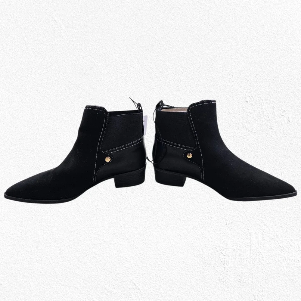 Liz Claiborne Barrington Black Suede Pointed Toe Ankle Booties Size 7.5 M NIB